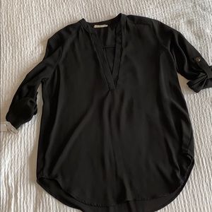 black v neck lush blouse